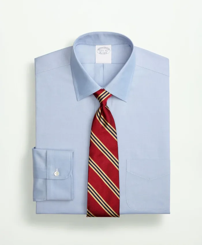 Dress Shirts Men Brooks Brothers Stretch Supima Cotton NonIron Pinpoint Oxford Ainsley Collar Dress Shirt Light Blue