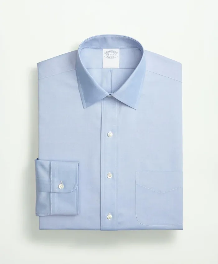Dress Shirts Men Brooks Brothers Stretch Supima Cotton NonIron Pinpoint Oxford Ainsley Collar Dress Shirt Light Blue