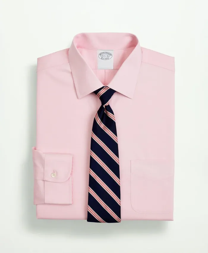 Dress Shirts Men Brooks Brothers Stretch Supima Cotton NonIron Pinpoint Oxford Ainsley Collar Dress Shirt Pink