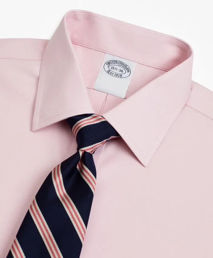 Dress Shirts Men Brooks Brothers Stretch Supima Cotton NonIron Pinpoint Oxford Ainsley Collar Dress Shirt Pink