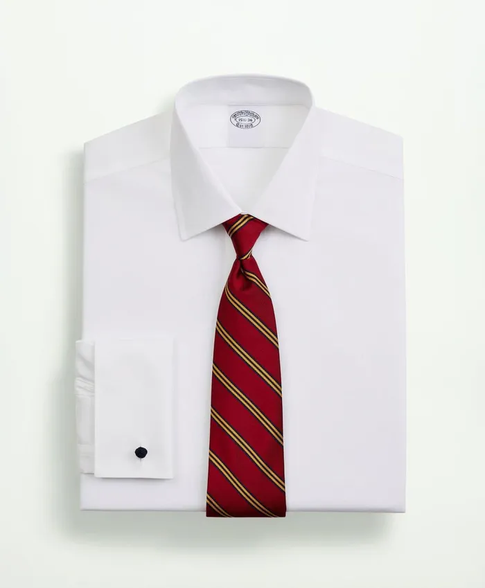 Dress Shirts Men Brooks Brothers Stretch Supima Cotton NonIron Pinpoint Oxford Ainsley Collar Dress Shirt White