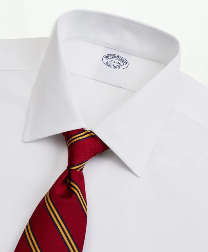 Dress Shirts Men Brooks Brothers Stretch Supima Cotton NonIron Pinpoint Oxford Ainsley Collar Dress Shirt White