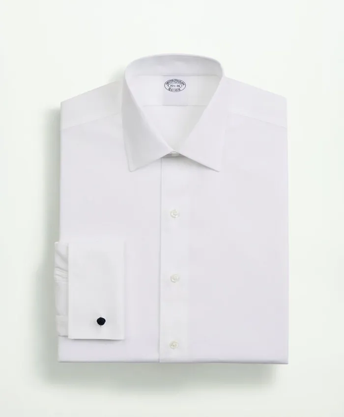 Dress Shirts Men Brooks Brothers Stretch Supima Cotton NonIron Pinpoint Oxford Ainsley Collar Dress Shirt White