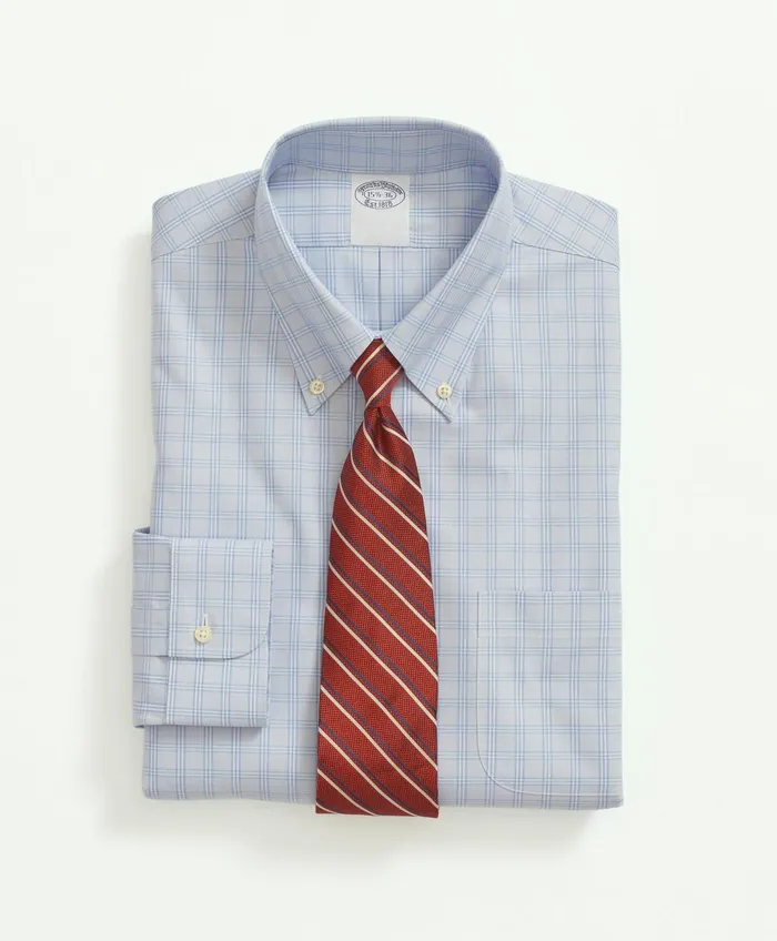 Dress Shirts Men Brooks Brothers Stretch Supima Cotton NonIron Pinpoint Oxford ButtonDown Collar Bb1 Check Dress Shirt Light Blue