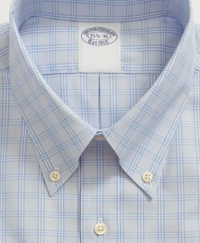 Dress Shirts Men Brooks Brothers Stretch Supima Cotton NonIron Pinpoint Oxford ButtonDown Collar Bb1 Check Dress Shirt Light Blue