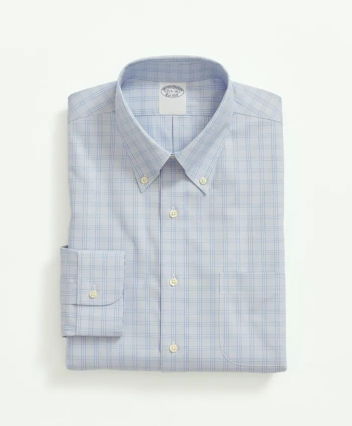 Dress Shirts Men Brooks Brothers Stretch Supima Cotton NonIron Pinpoint Oxford ButtonDown Collar Bb1 Check Dress Shirt Light Blue