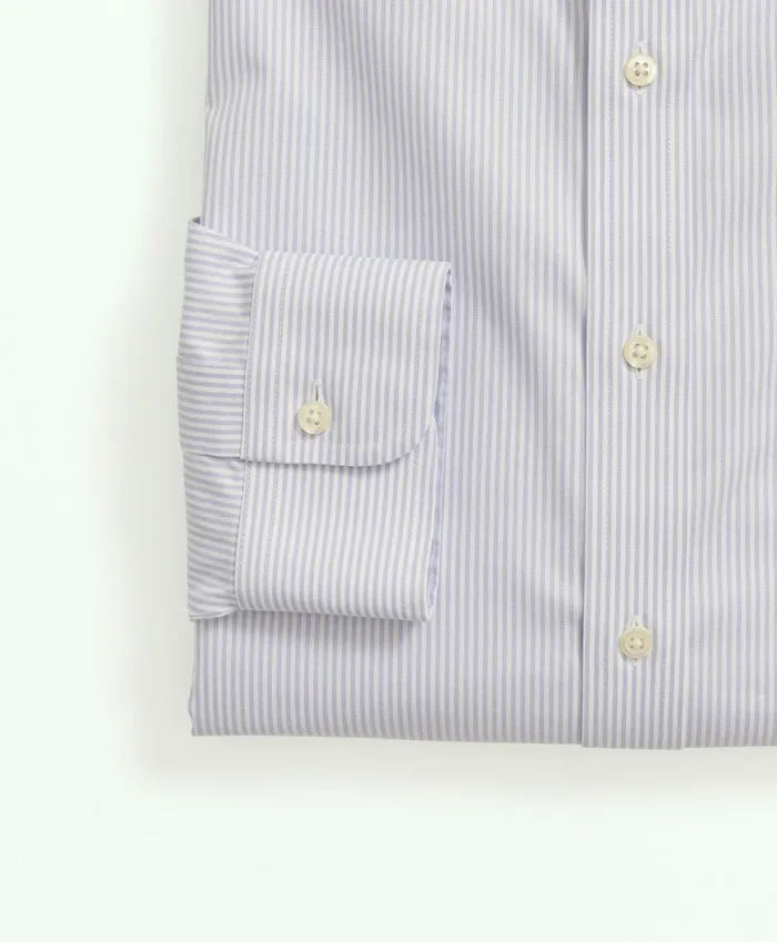 Dress Shirts Men Brooks Brothers Stretch Supima Cotton NonIron Pinpoint Oxford ButtonDown Collar Candy Stripe Dress Shirt Lavender