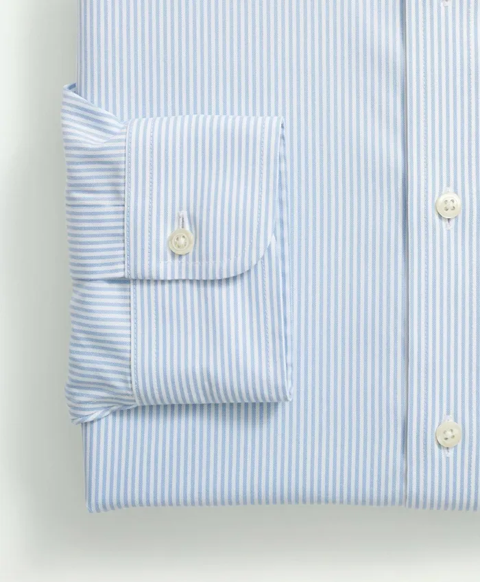 Dress Shirts Men Brooks Brothers Stretch Supima Cotton NonIron Pinpoint Oxford ButtonDown Collar Candy Stripe Dress Shirt Light Blue