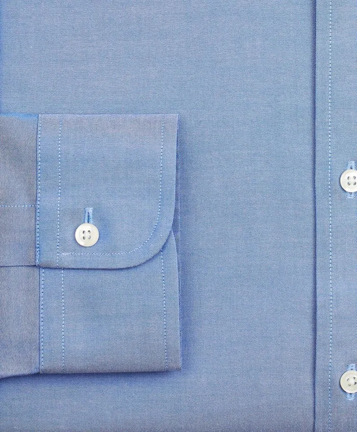 Dress Shirts Men Brooks Brothers Stretch Supima Cotton NonIron Pinpoint Oxford ButtonDown Collar Dress Shirt Blue