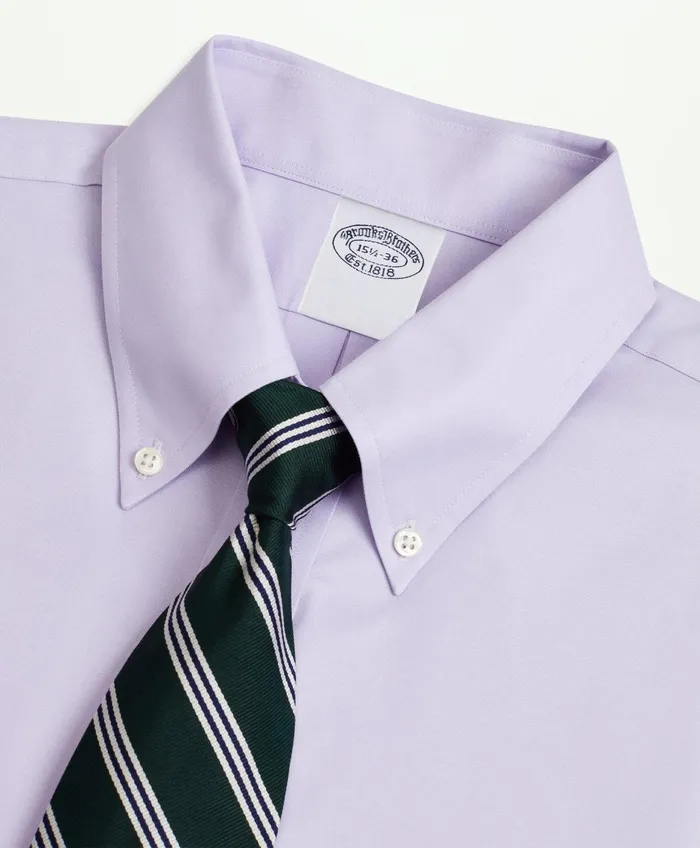 Dress Shirts Men Brooks Brothers Stretch Supima Cotton NonIron Pinpoint Oxford ButtonDown Collar Dress Shirt Lavender
