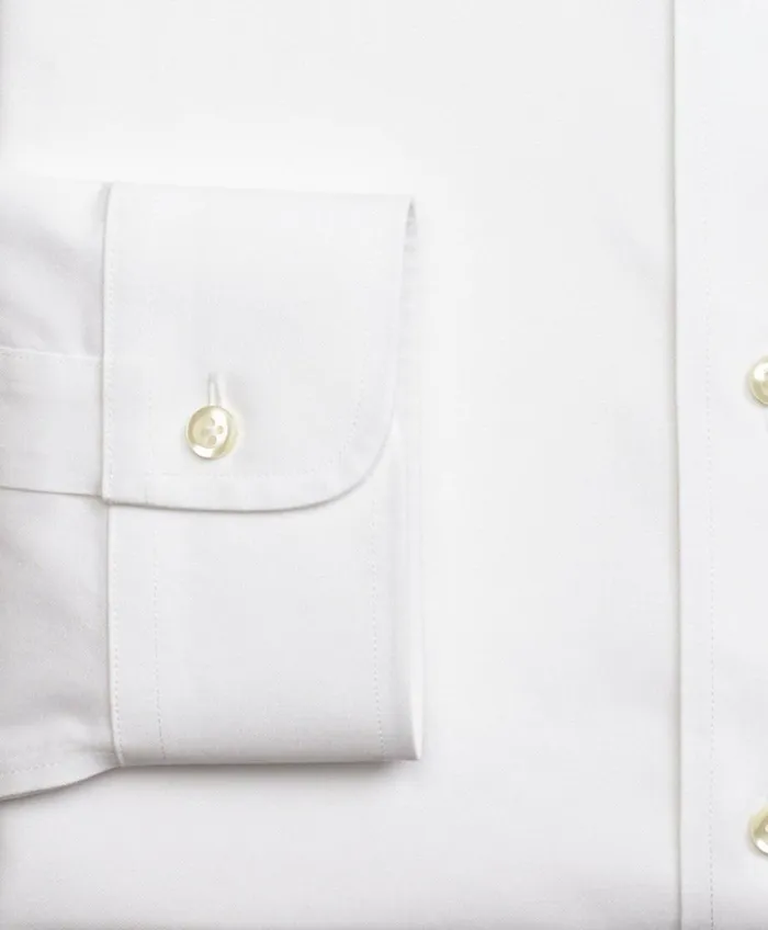 Dress Shirts Men Brooks Brothers Stretch Supima Cotton NonIron Pinpoint Oxford ButtonDown Collar Dress Shirt White