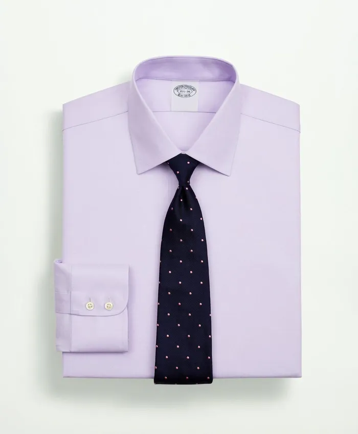 Dress Shirts Men Brooks Brothers Stretch Supima Cotton NonIron Twill Ainsley Collar Dress Shirt Lavender