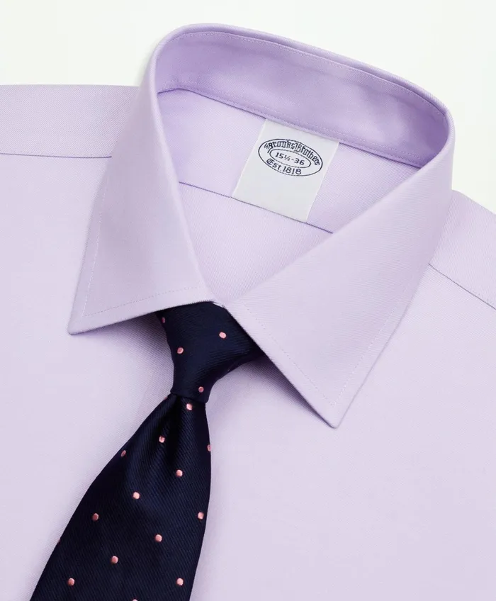 Dress Shirts Men Brooks Brothers Stretch Supima Cotton NonIron Twill Ainsley Collar Dress Shirt Lavender