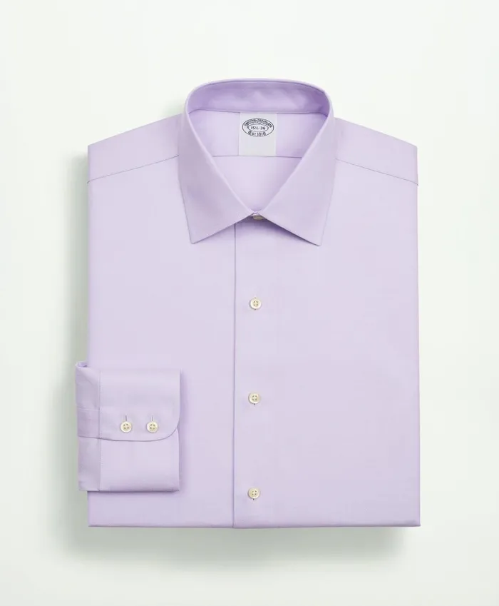 Dress Shirts Men Brooks Brothers Stretch Supima Cotton NonIron Twill Ainsley Collar Dress Shirt Lavender