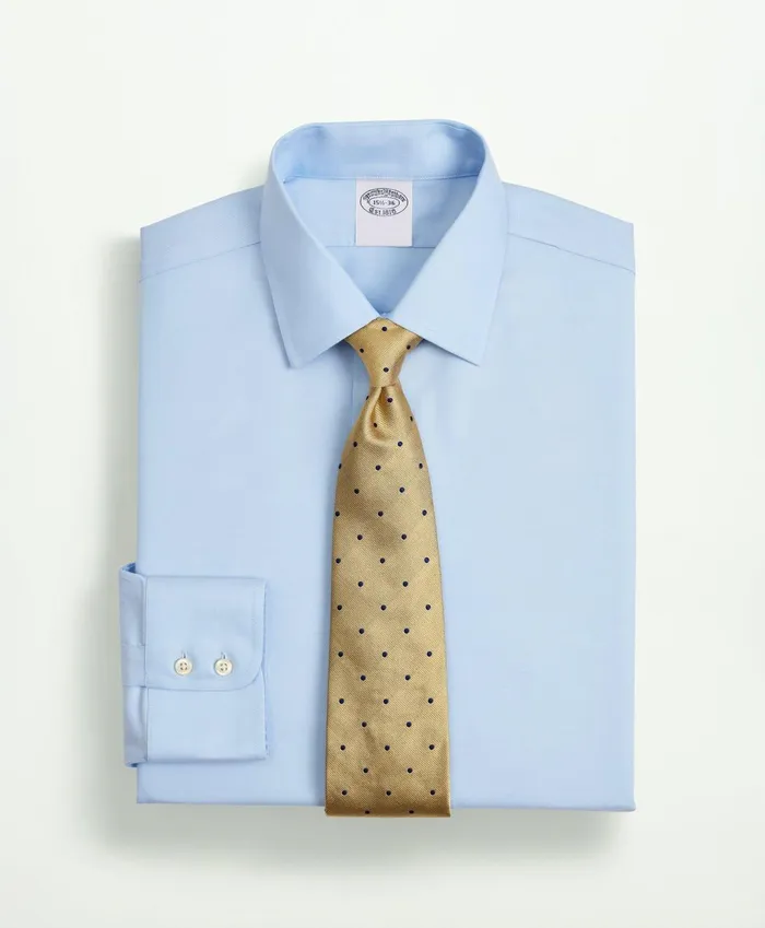 Dress Shirts Men Brooks Brothers Stretch Supima Cotton NonIron Twill Ainsley Collar Dress Shirt Light Blue