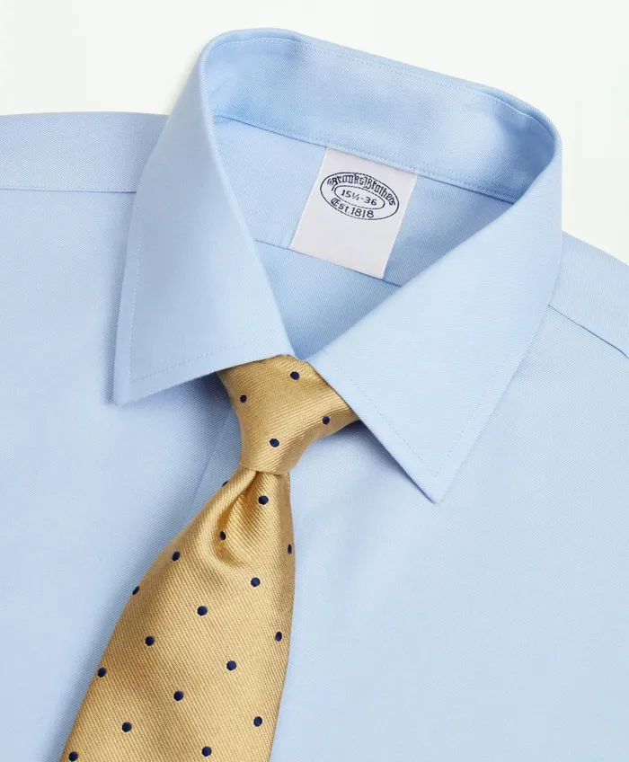 Dress Shirts Men Brooks Brothers Stretch Supima Cotton NonIron Twill Ainsley Collar Dress Shirt Light Blue