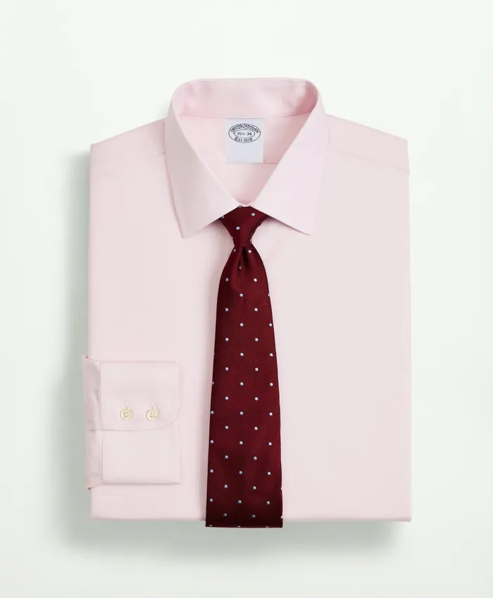 Dress Shirts Men Brooks Brothers Stretch Supima Cotton NonIron Twill Ainsley Collar Dress Shirt Pink