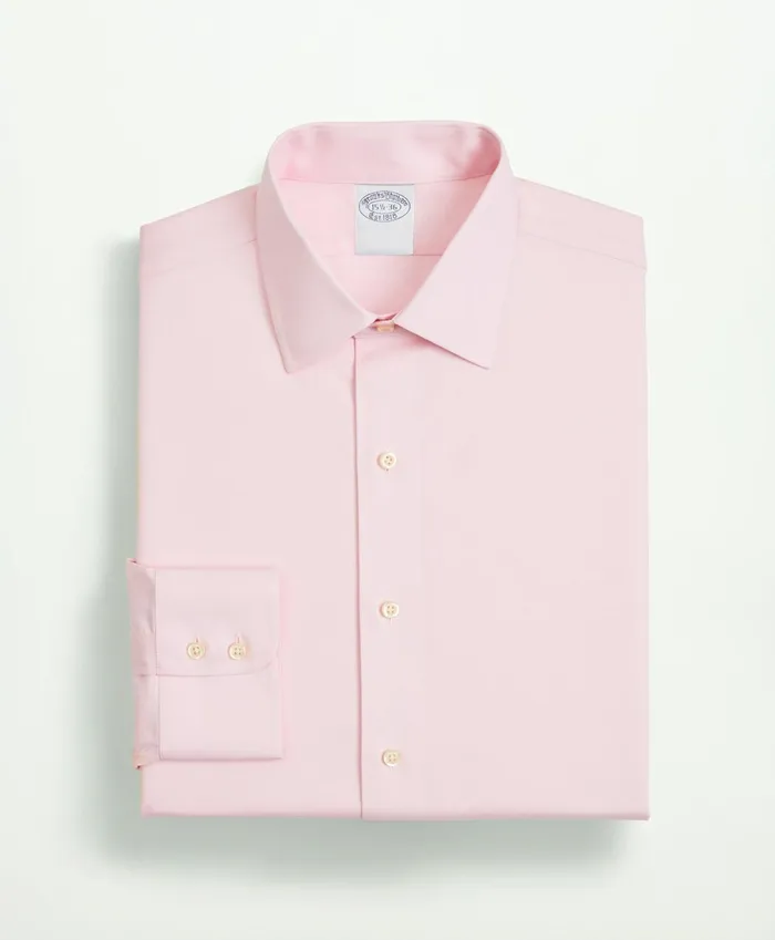 Dress Shirts Men Brooks Brothers Stretch Supima Cotton NonIron Twill Ainsley Collar Dress Shirt Pink