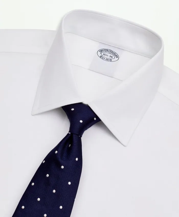 Dress Shirts Men Brooks Brothers Stretch Supima Cotton NonIron Twill Ainsley Collar Dress Shirt White