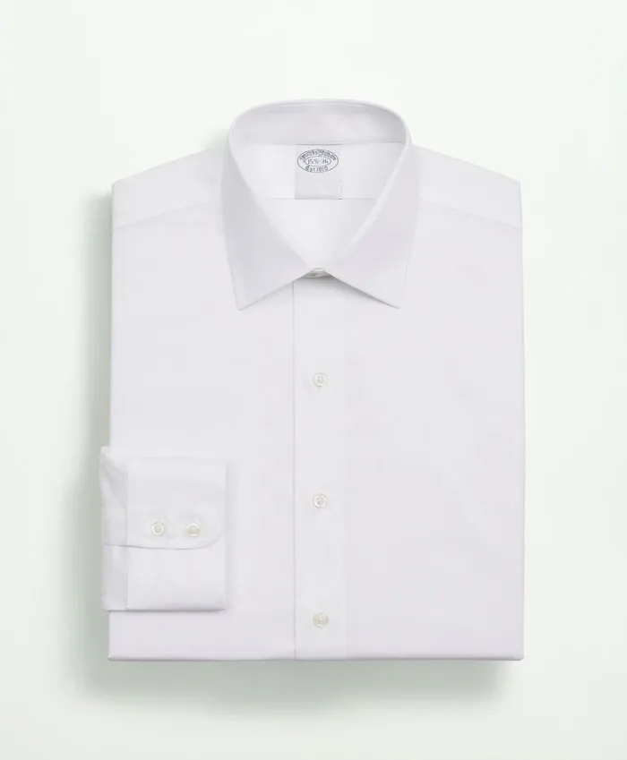 Dress Shirts Men Brooks Brothers Stretch Supima Cotton NonIron Twill Ainsley Collar Dress Shirt White