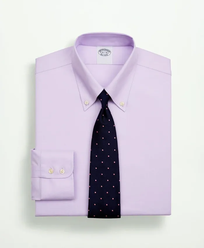 Dress Shirts Men Brooks Brothers Stretch Supima Cotton NonIron Twill ButtonDown Collar Dress Shirt Lavender