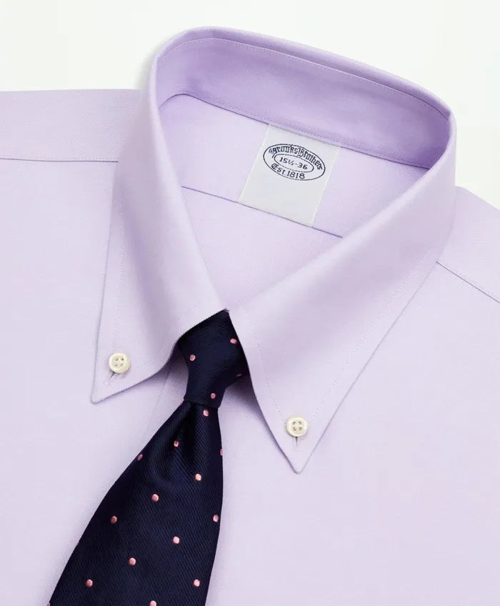 Dress Shirts Men Brooks Brothers Stretch Supima Cotton NonIron Twill ButtonDown Collar Dress Shirt Lavender
