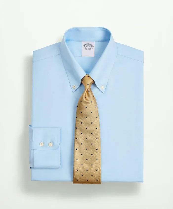 Dress Shirts Men Brooks Brothers Stretch Supima Cotton NonIron Twill ButtonDown Collar Dress Shirt Light Blue