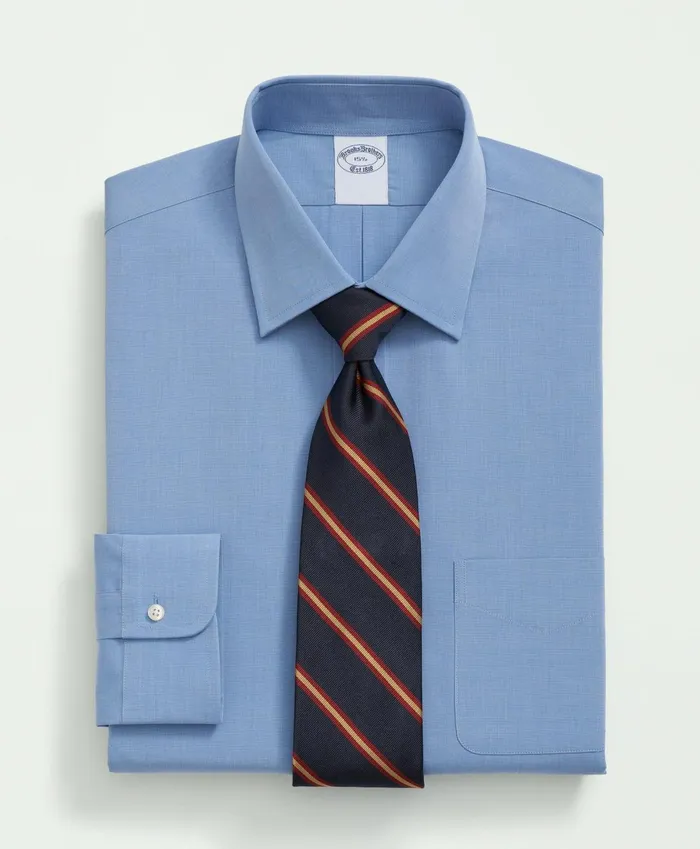 Dress Shirts Men Brooks Brothers Supima Cotton Poplin Ainsley Collar Dress Shirt Blue