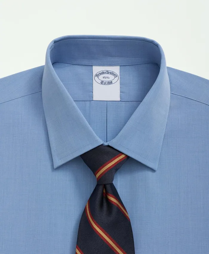 Dress Shirts Men Brooks Brothers Supima Cotton Poplin Ainsley Collar Dress Shirt Blue