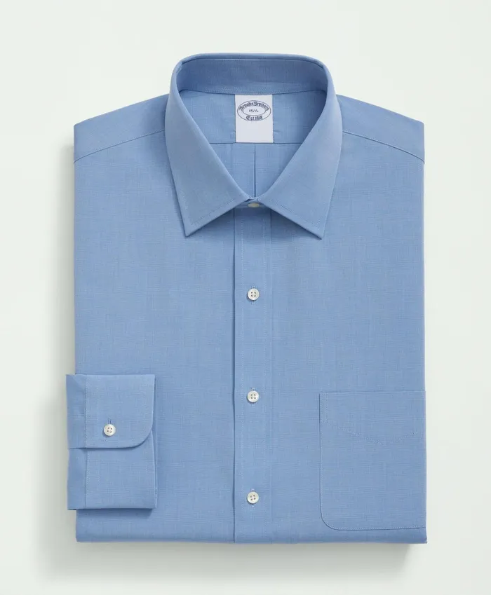 Dress Shirts Men Brooks Brothers Supima Cotton Poplin Ainsley Collar Dress Shirt Blue