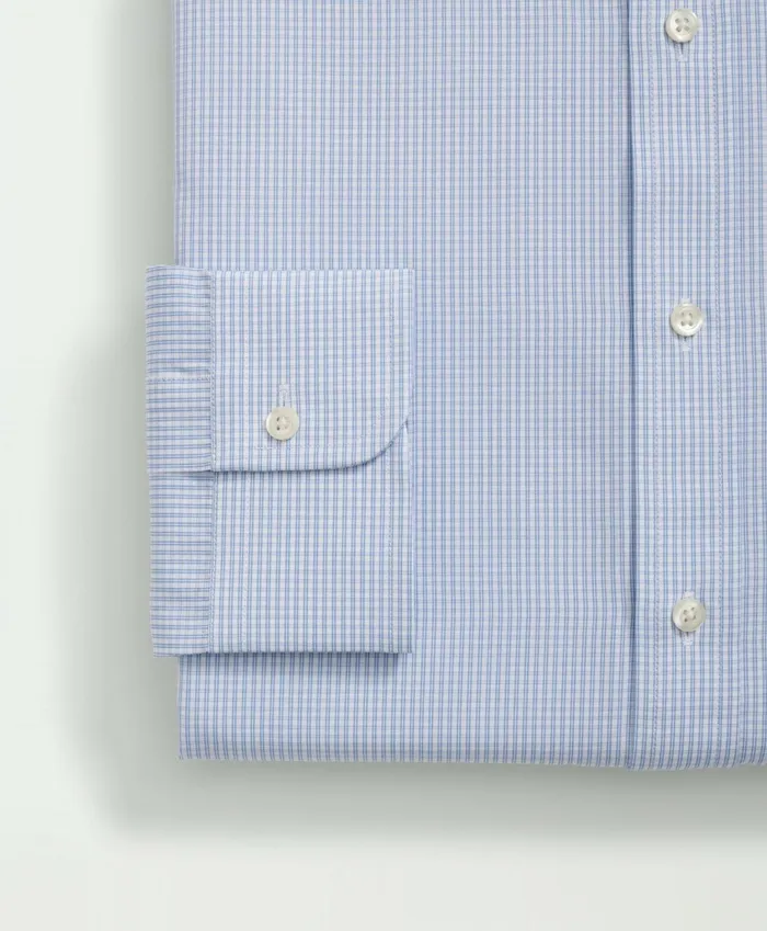 Dress Shirts Men Brooks Brothers Supima Cotton Poplin Polo ButtonDown Collar Micro Checked Dress Shirt Light Blue