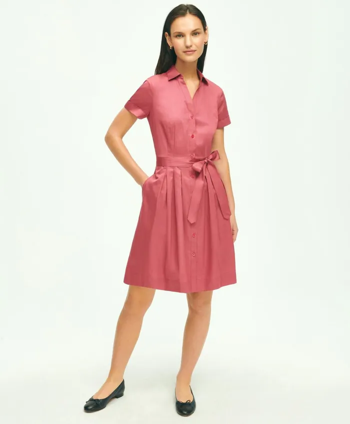 Dresses Women Brooks Brothers Belted Shirt Dress Dark Pink