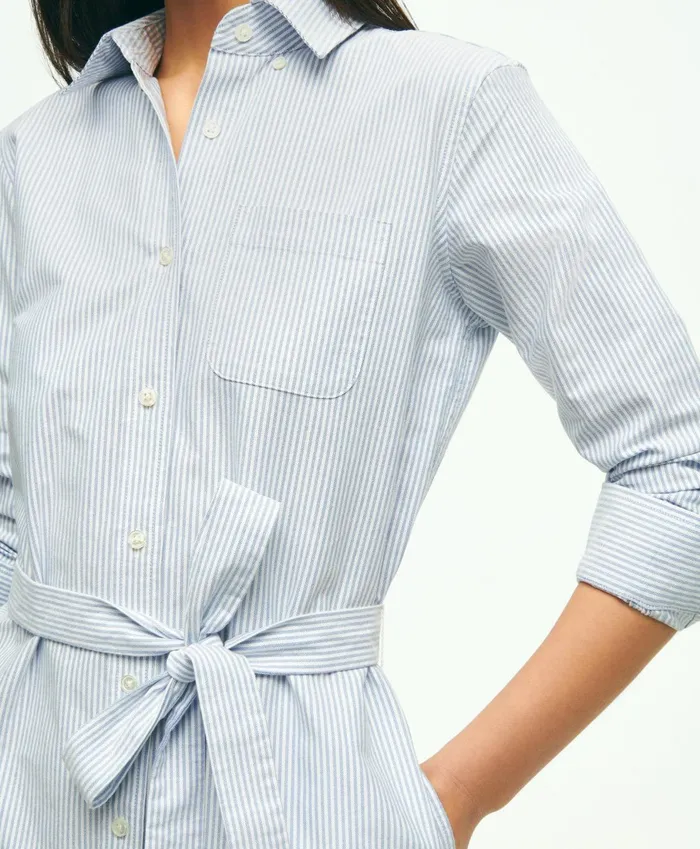 Dresses Women Brooks Brothers Classic Fit Cotton Oxford Stripe Shirt Dress Blue