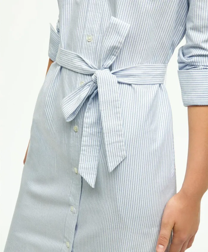 Dresses Women Brooks Brothers Classic Fit Cotton Oxford Stripe Shirt Dress Blue