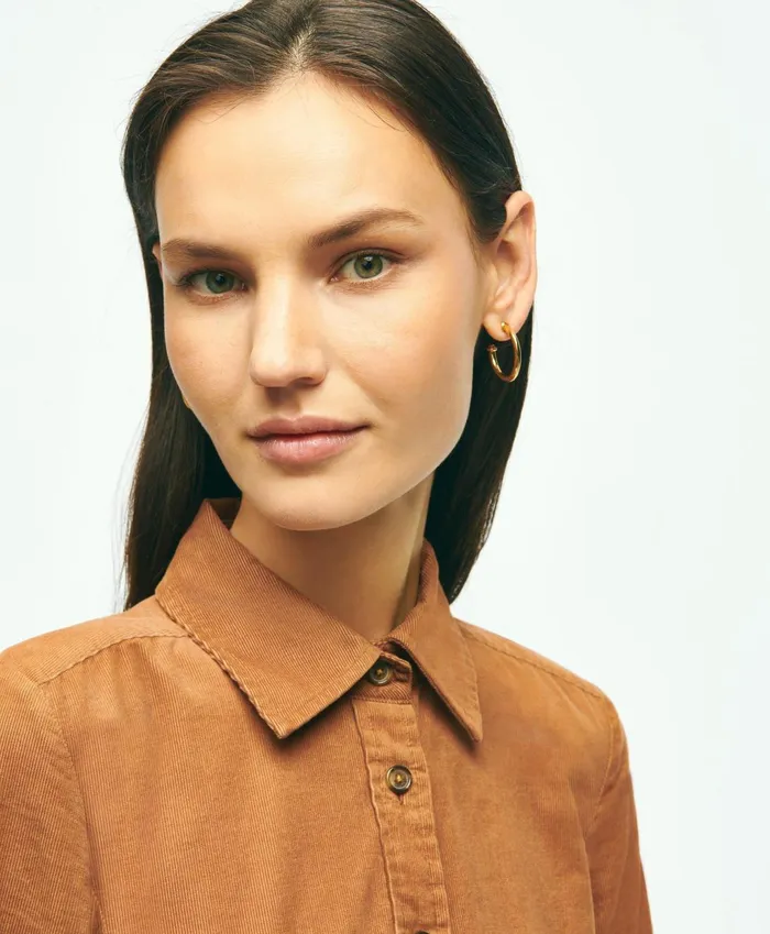 Dresses Women Brooks Brothers Corduroy Shirt Dress Brown