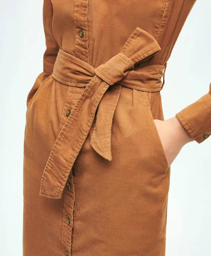 Dresses Women Brooks Brothers Corduroy Shirt Dress Brown