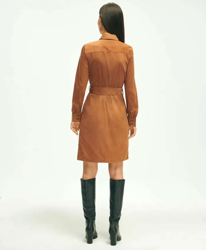 Dresses Women Brooks Brothers Corduroy Shirt Dress Brown