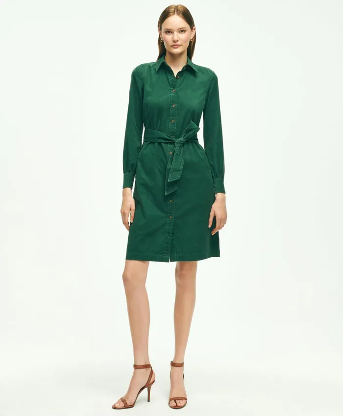 Dresses Women Brooks Brothers Corduroy Shirt Dress Green