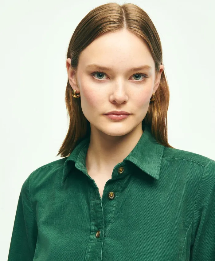 Dresses Women Brooks Brothers Corduroy Shirt Dress Green