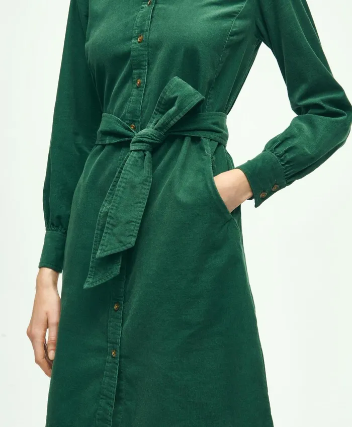 Dresses Women Brooks Brothers Corduroy Shirt Dress Green