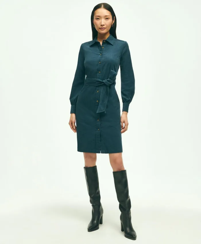 Dresses Women Brooks Brothers Corduroy Shirt Dress Navy