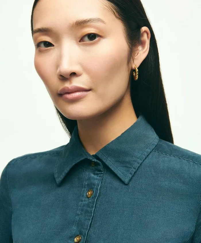 Dresses Women Brooks Brothers Corduroy Shirt Dress Navy