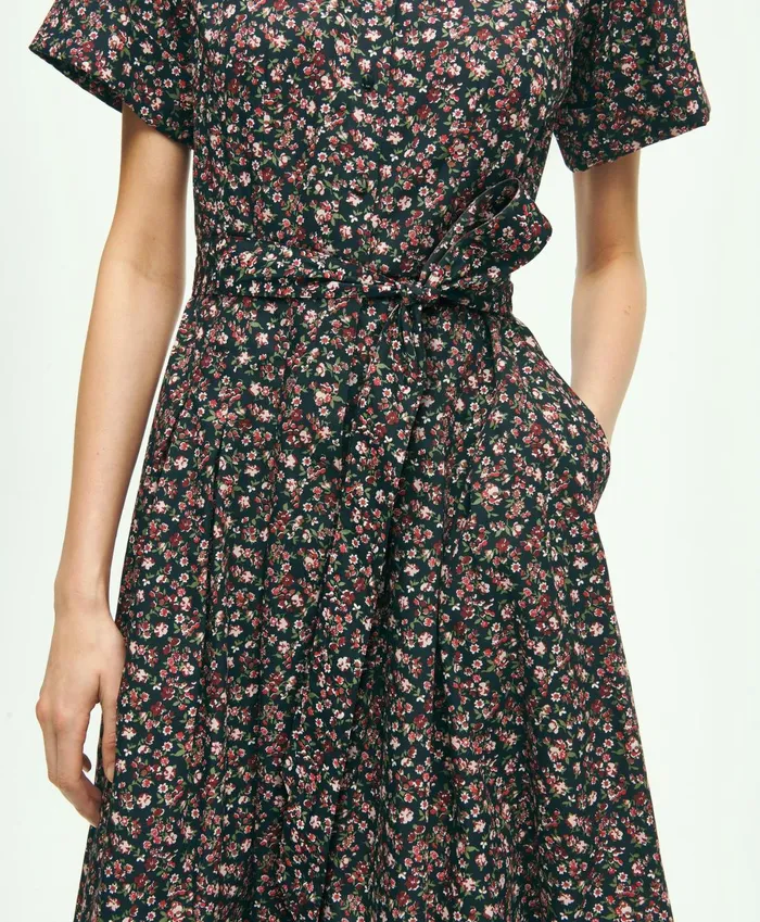Dresses Women Brooks Brothers Cotton Floral Print Shirt Dress Pink Multi