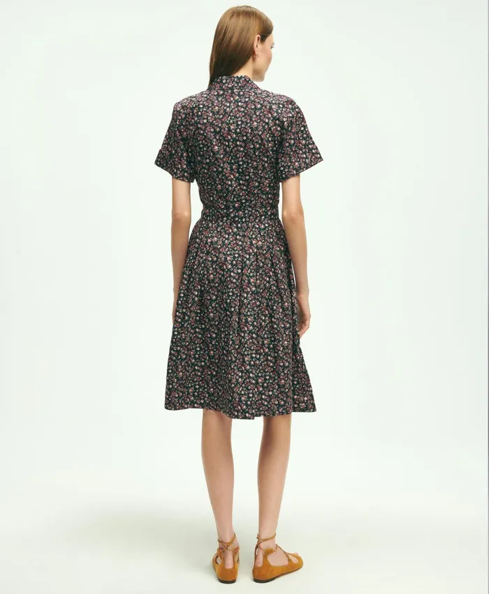 Dresses Women Brooks Brothers Cotton Floral Print Shirt Dress Pink Multi