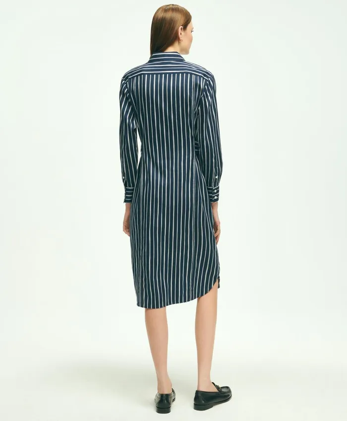 Dresses Women Brooks Brothers Cotton Striped Shirt Dress Navy Multi