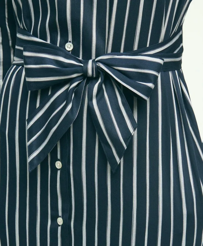 Dresses Women Brooks Brothers Cotton Striped Shirt Dress Navy Multi