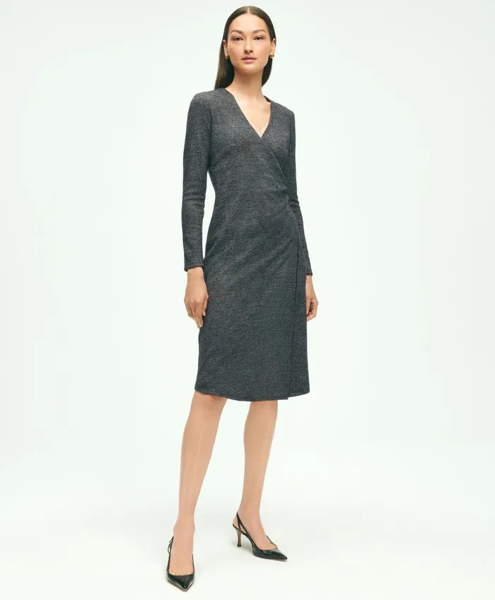 Dresses Women Brooks Brothers Cotton Wool Blend Glenn Plaid Dress Grey Multi