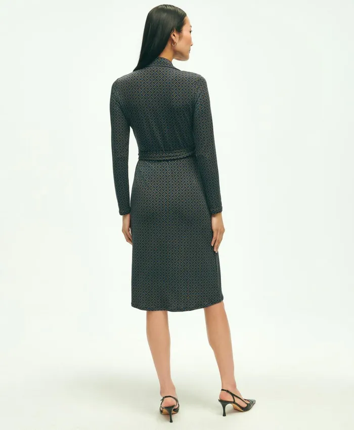 Dresses Women Brooks Brothers Equestrian Print Wrap Dress Navy Multi