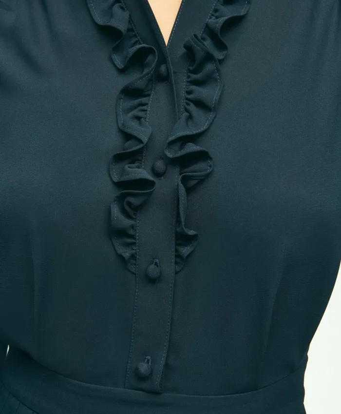 Dresses Women Brooks Brothers Lightweight Crepe Pleated Dress Navy