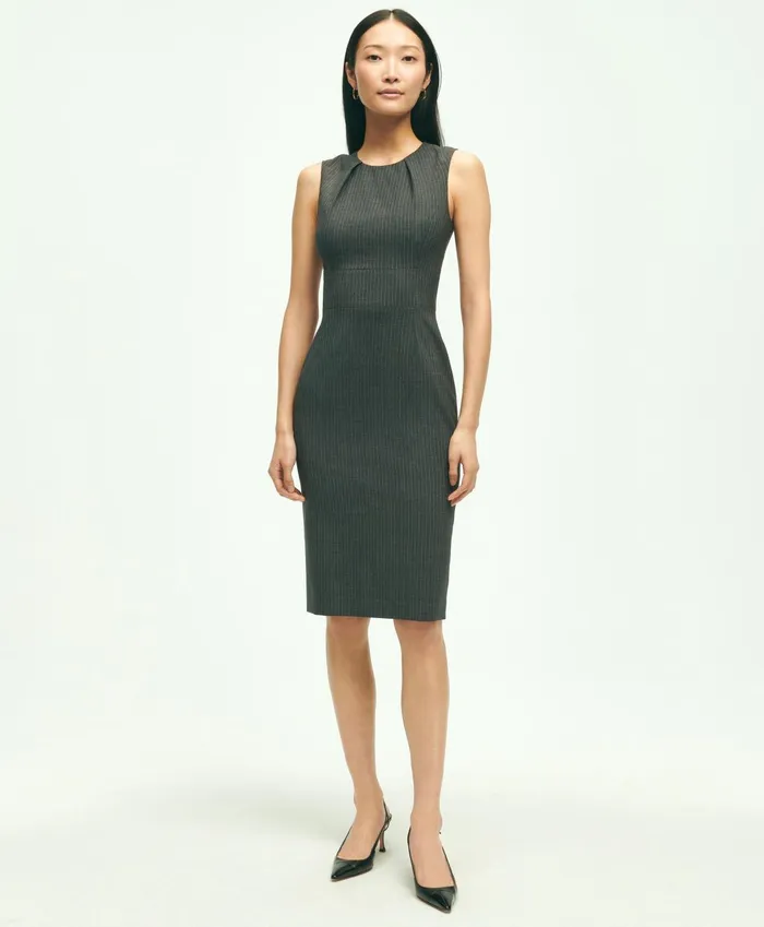 Dresses Women Brooks Brothers Sleeveless Stretch Wool Pinstripe Sheath Dress Grey Dresses Women Brooks Brothers Sleeveless Stretch Wool Pinstripe Sheath Dress Grey